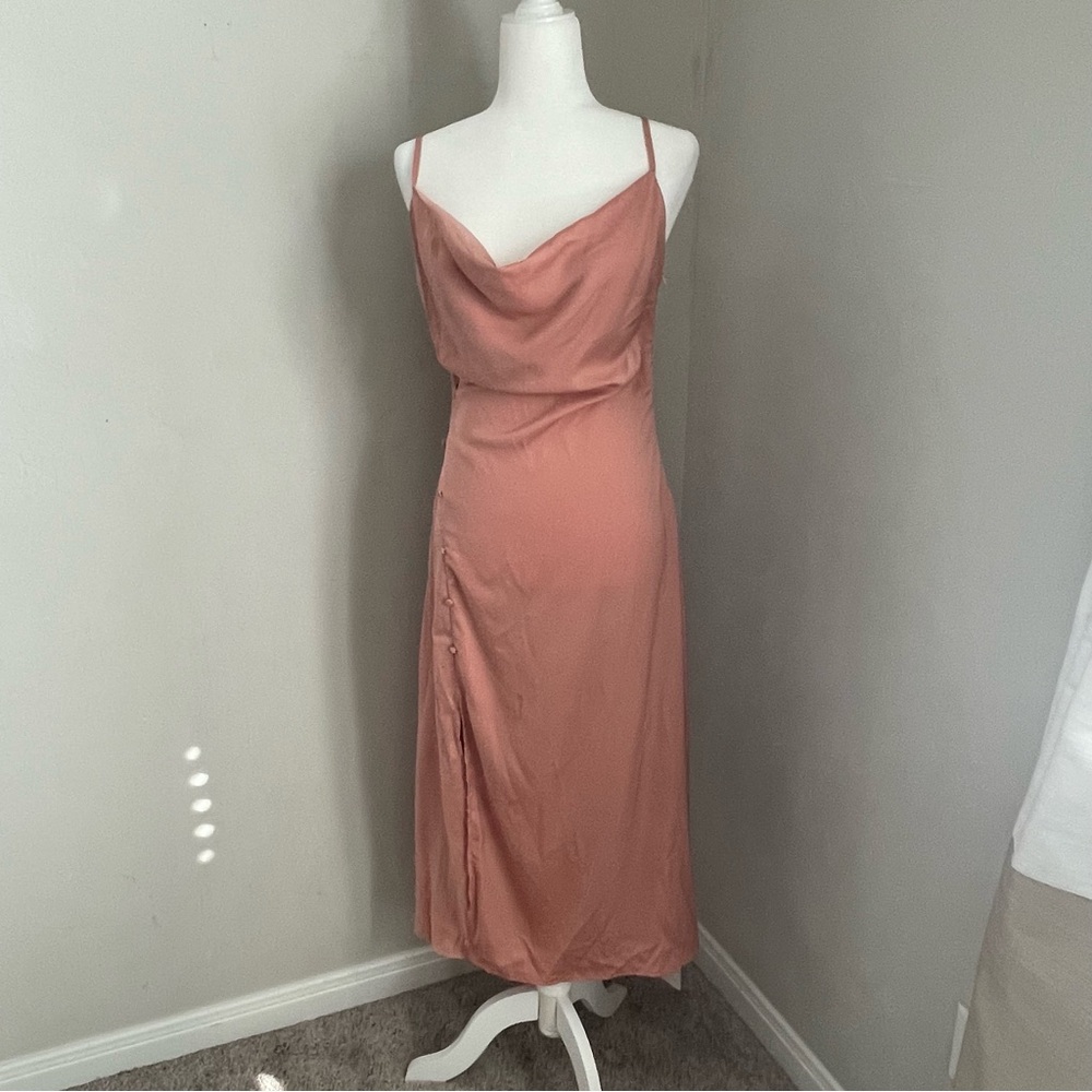 Cider Cowl Neck Blush Midi Dress